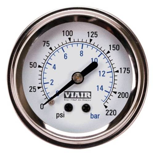 VIAIR - 90089 | VIAIR Dash Panel Gauge | 220 PSI, White, 2 Inch, Single Needle, Illuminated