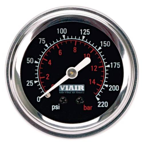 VIAIR - 90090 | VIAIR Dash Panel Gauge | 220 PSI, Black, 2 Inch, Single Needle, Illuminated