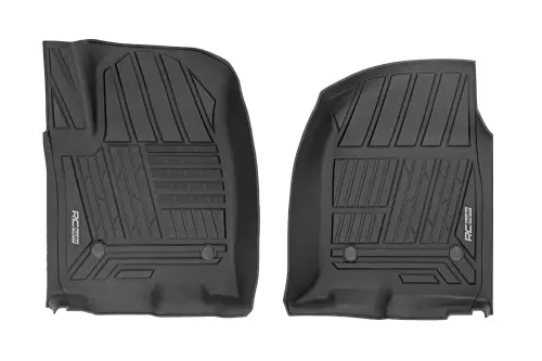 Rough Country - FF-2161 | Rough Country Flex-Fit Floor Mats For Crew Cab Chevrolet Silverado/GMC Sierra 1500/2500 HD/3500 HD (2019-2024) | Front, Front Bucket