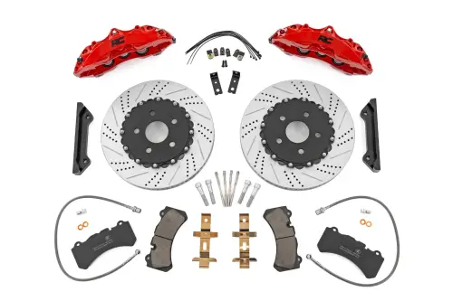 Rough Country - 95105 | Rough Country Performance Brake System For Jeep Wrangler JL / Wrangler JL Unlimited | 2018-2024 | Front, Red Finish Calipers