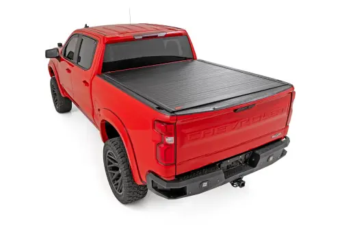 Rough Country - 50120580 | Rough Country Hard Roll Up Bed Cover For Chevrolet Silverado / GMC Sierra 1500 2WD/4WD (2019-2025) | 5'10" Bed, Short Bed