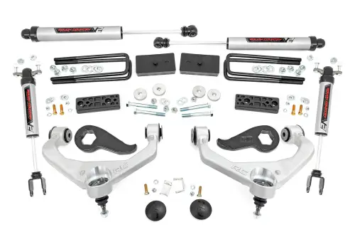 Rough Country - 95870 | Rough Country 3 Inch Lift Kit Aluminum Control Arms V2 Shocks (2020-2025 Silverado, Sierra 2500 HD Without Factory Rear Overloads)