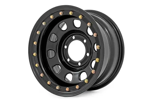 Rough Country - RC51-5165SL | Rough Country Steel Simulated Bead Lock Wheel Black | 15x10 | 5x4.5 | 3.30 Bore | -39