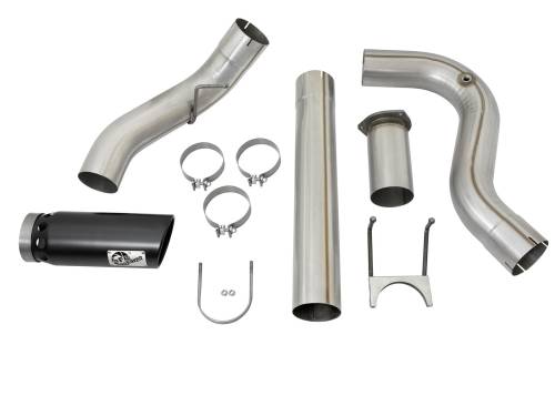 aFe Power - 49-03090-B | AFE Power ATLAS 5 IN Aluminized Steel DPF-Back Exhaust System w/Black Tip (2017-2024 F250, F350 Super Duty V8-6.7L td)