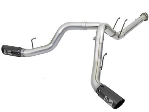 aFe Power - 49-03092-B | AFE Power ATLAS 4 IN Aluminized Steel DPF-Back Exhaust System w/Black Tip (2017-2024 F250, F350 Super Duty V8-6.7L td)