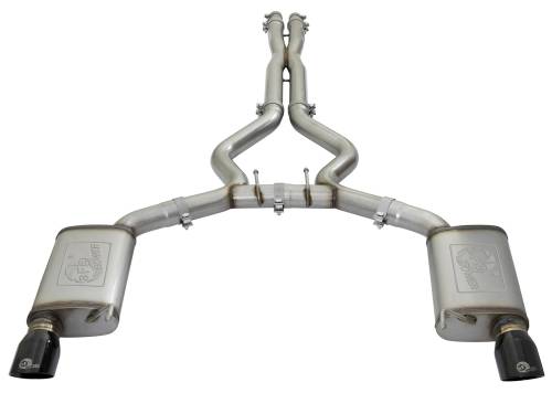 aFe Power - 49-33072-1B | AFE Power MACH Force-Xp 3 IN 304 Stainless Steel Cat-Back Exhaust System w/Black Tip (2015-2017 Mustang V8-5.0L/V6-3.7L)