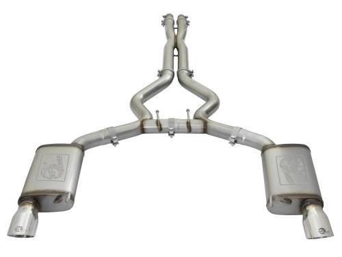 aFe Power - 49-33072-1P | AFE Power MACH Force-Xp 3 IN 304 Stainless Steel Cat-Back Exhaust System w/Polished Tip (2015-2017 Mustang V8-5.0L/V6-3.7L)