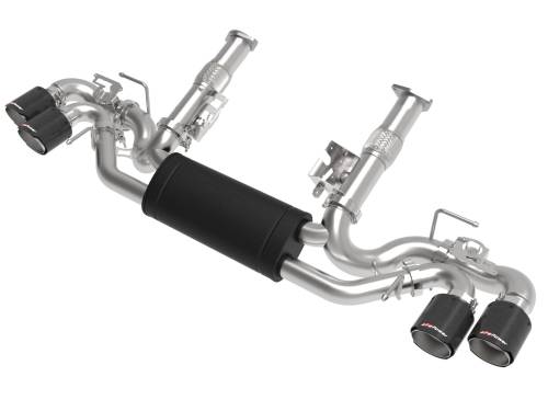 aFe Power - 49-34124-C | AFE Power MACH Force-Xp 304 Stainless Steel Cat-Back Exhaust w/ Muffler Carbon (w/ NPP) (2020-2024 Corvette C8 V8-6.2L)