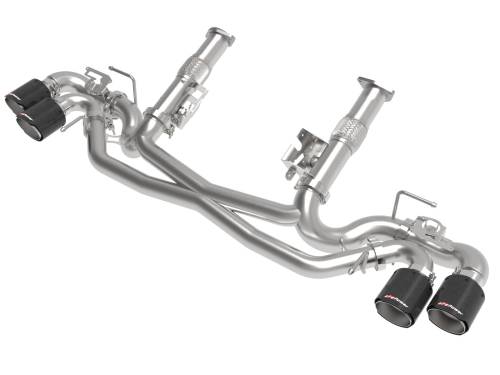 aFe Power - 49-34124NM-C | AFE Power MACH Force-Xp 304 Stainless Steel Cat-Back Exhaust w/o Muffler Carbon (w/ NPP) (2020-2024 Corvette C8 V8-6.2L)