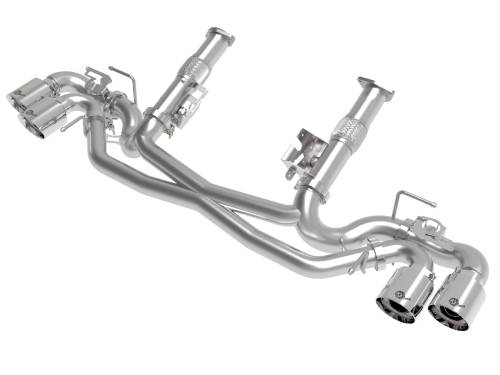 aFe Power - 49-34124NM-P | AFE Power MACH Force-Xp 304 Stainless Steel Cat-Back Exhaust w/o Muffler Polished (w/ NPP) (2020-2024 Corvette C8 V8-6.2L)