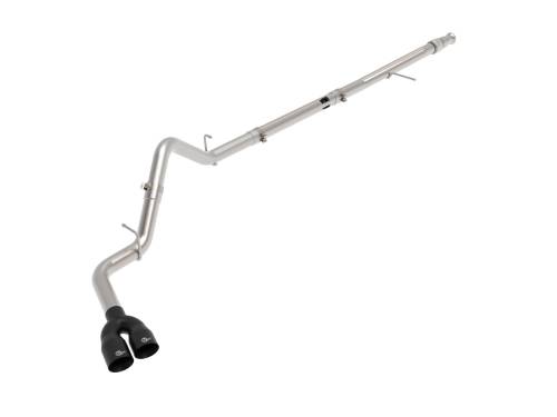 aFe Power - 49-34129-B | AFE Power Rebel XD Series 3 IN 304 Stainless Steel DPF-Back Exhaust w/Dual Black Tips (2020-2021 Silverado, Sierra 1500 L6-3.0L td)