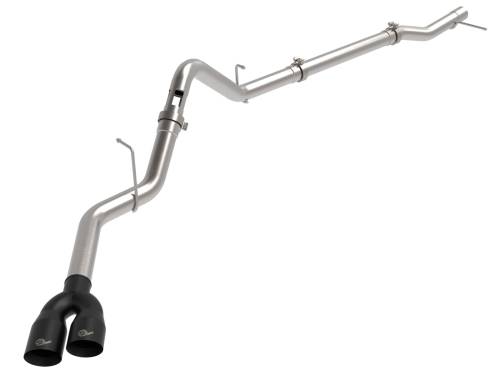 aFe Power - 49-34145-B | AFE Power Rebel XD Series 3 IN 304 Stainless Steel DPF-Back Exhaust w/Dual Black Tips (2023-2024 Silverado, Sierra 1500 L6-3.0L td)