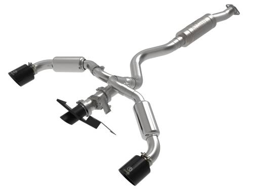 aFe Power - 49-36067-B | AFE Power Gemini XV 3 IN to 2-1/2 IN 304 Stainless Steel Cat-Back Exhaust w/ Cut-Out Black (2023-2024 GR Corolla L3-1.6L t)