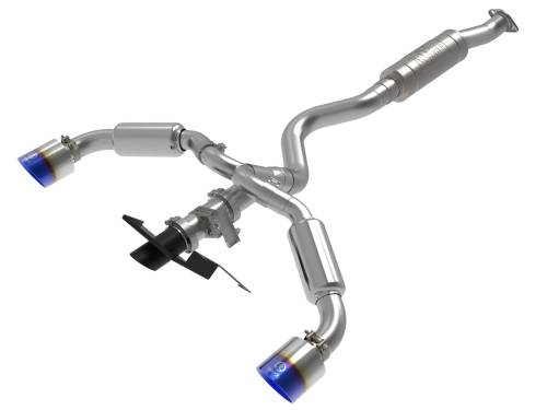 aFe Power - 49-36067-L | AFE Power Gemini XV 3 IN to 2-1/2 IN 304 Stainless Steel Cat-Back Exhaust w/ Cut-Out Blue (2023-2024 GR Corolla L3-1.6L t)