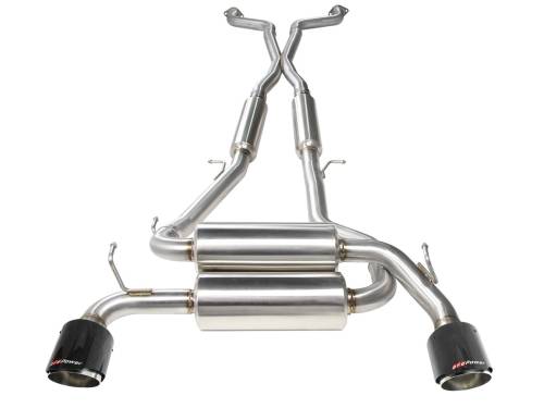 aFe Power - 49-36103-C | AFE Power Takeda 2-1/2 IN 304 Stainless Steel Cat-Back Exhaust System w/ Carbon Fiber Tips (2014-2015 Q60 V6-3.7L)