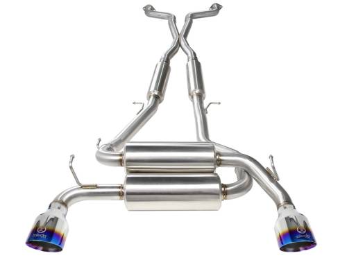 aFe Power - 49-36103-L | AFE Power Takeda 2-1/2 IN 304 Stainless Steel Cat-Back Exhaust System w/ Blue Flame Tips (2014-2015 Q60 V6-3.7L)