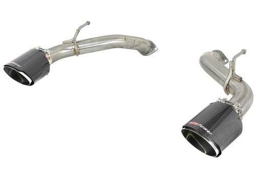 aFe Power - 49-36130NM-C | AFE Power Takeda 2-1/2 IN 304 Stainless Steel Axle-Back Exhaust System w/ Carbon Fiber Tip (2016-2024 Q50 V6-3.0L tt)