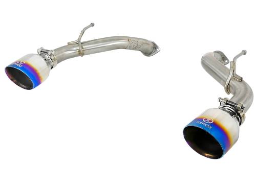 aFe Power - 49-36130NM-L | AFE Power Takeda 2-1/2 IN 304 Stainless Steel Axle-Back Exhaust System w/Blue Flame Tips (2016-2024 Q50 V6-3.0L tt)