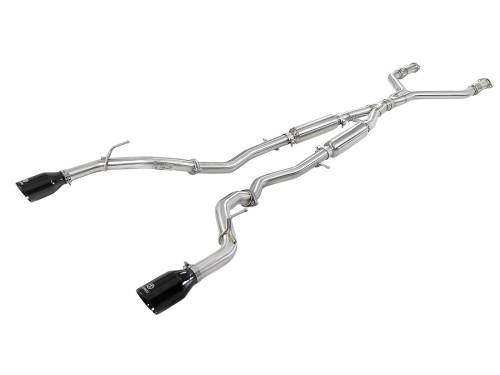 aFe Power - 49-36132NM-B | AFE Power Takeda 2-1/2 IN 304 Stainless Steel Cat-Back Exhaust System w/ Black Tips (2016-2024 Q50 V6-3.0L tt)