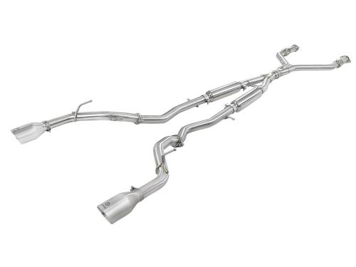 aFe Power - 49-36132NM-P | AFE Power Takeda 2-1/2 IN 304 Stainless Steel Cat-Back Exhaust System w/ Polished Tips (2016-2024 Q50 V6-3.0L tt)