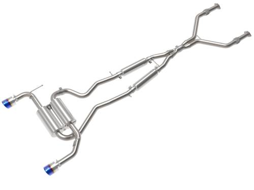 aFe Power - 49-36136-L | AFE Power Takeda 2-1/2 IN 304 Stainless Steel Cat-Back Exhaust System w/ Blue Flame Tips (2014-2015 Q50 V6-3.7L)