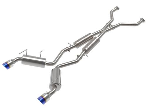 aFe Power - 49-36139-L | AFE Power Takeda 2-1/2 IN 304 Stainless Cat-Back Exhaust w/ Resonator and Blue Flame Tip (2009-2020 370Z V6-3.7L)