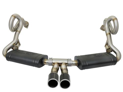 aFe Power - 49-36415-C | AFE Power MACH Force-Xp 2-1/2 IN to 2 IN Stainless Steel Cat-Back Exhaust System Carbon (2013-2016 Cayman 981 H6-3.4L)