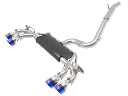 aFe Power - 49-36430-L | AFE Power MACH Force-Xp 3 IN to 2-1/2IN Stainless Steel Cat-Back Exhaust w/ Blue Flame Tip (2015-2019 Golf R MKVII L4-2.0L t)