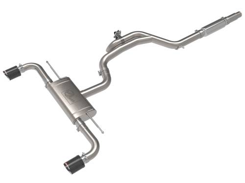 aFe Power - 49-36451-C | AFE Power Gemini XV 3 to 2-1/2 IN 304 Stainless Steel Cat-Back Exhaust w/ Cut-Out Carbon (2022-2024 GTI MKVIII L4-2.0L t)