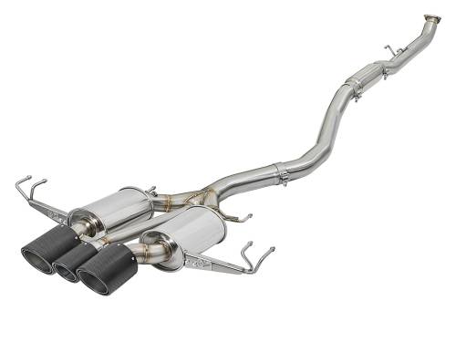 aFe Power - 49-36616-C | AFE Power Takeda 3 IN 304 Stainless Steel Cat-Back Exhaust System w/ Carbon Fiber Tips (2017-2021 Civic L4-2.0L t)