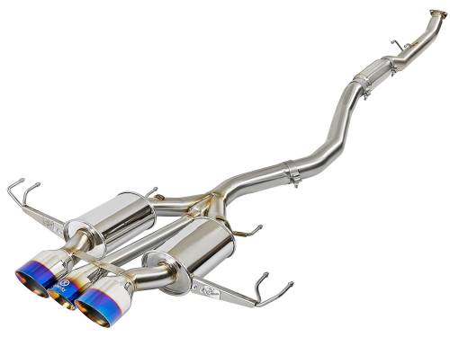 aFe Power - 49-36616-L | AFE Power Takeda 3 IN 304 Stainless Steel Cat-Back Exhaust System w/ Blue Flame Tip (2017-2021 Civic L4-2.0L t)