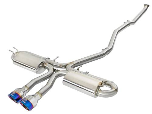 aFe Power - 49-36621-L | AFE Power Takeda 3 IN 304 Stainless Steel Cat-Back Exhaust System w/ Blue Flame Tips (2017-2020 Civic Si L4-1.5L t)