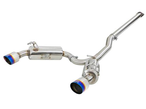 aFe Power - 49-36701-L | AFE Power Takeda 3 IN to 2-1/2 IN 304 Stainless Steel Cat-Back Exhaust w/ Blue Flamed Tips (2008-2015 Lancer L4-2.0L t)