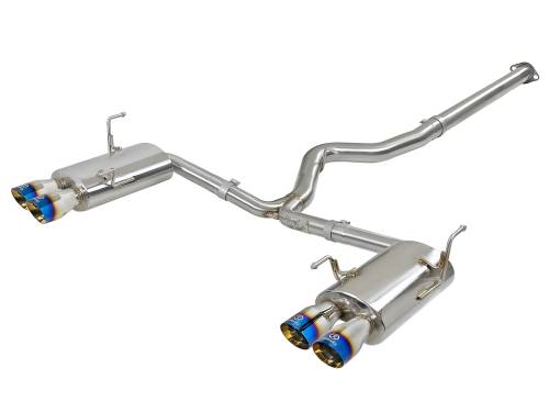 aFe Power - 49-36801-L | AFE Power Takeda 3 IN to 2-1/4 IN 304 Stainless Steel Cat-Back Exhaust w/ Blue Flame Tip (2015-2020 WRX Sti H4-2.0/2.5L t)