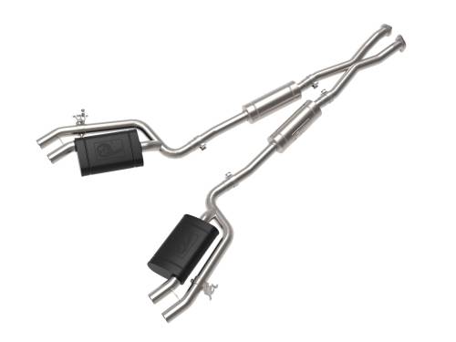 aFe Power - 49-37025 | AFE Power Gemini XV 2-1/2 IN 304 Stainless Steel Cat-Back Exhaust System w/ Cut-Out (2018-2021 Stinger V6-3.3L tt)