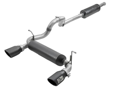 aFe Power - 49-38066-B | AFE Power Rebel Series 2-1/2 IN 304 Stainless Steel Cat-Back Exhaust System w/ Black Tips (2018-2024 Wrangler JL V6-3.6L)