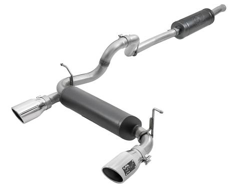 aFe Power - 49-38066-P | AFE Power Rebel Series 2-1/2 IN 304 Stainless Steel Cat-Back Exhaust w/ Polished Tips (2018-2024 Wrangler JL V6-3.6L)