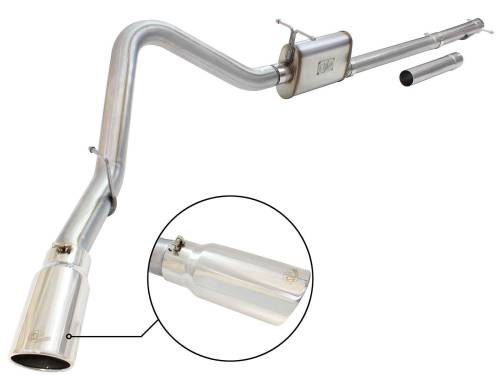 aFe Power - 49-43076-P | AFE Power MACH Force-Xp 3 IN to 3-1/2 IN 409 Stainless Steel Cat-Back Exhaust w/Polish Tip (1999-2004 F250, F350 Super Duty V10-6.8L/V8-5.4L)