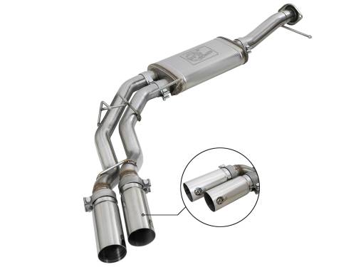 aFe Power - 49-43078-P | AFE Power Rebel Series 3 IN to 2-1/2 IN 409 Stainless Steel Cat-Back Exhaust w/ Polish Tip (2011-2014 F150 Pickup V6-3.5L tt)