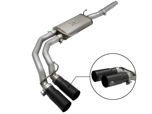 aFe Power - 49-43079-B | AFE Power Rebel Series 3 IN to 2-1/2 IN 409 Stainless Steel Cat-Back Exhaust w/Black Tip (2004-2008 F150 Pickup V8-4.6/5.4L)