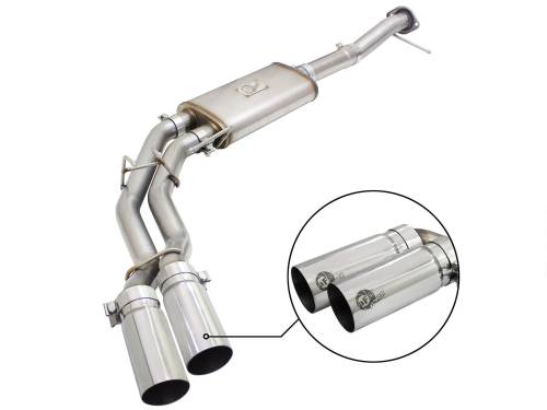 aFe Power - 49-43080-P | AFE Power Rebel Series 3 IN to 2-1/2 IN 409 Stainless Steel Cat-Back Exhaust w/ Polish Tip (2009-2014 F150 Pickup V8-4.6L/5.4L/5.0L)