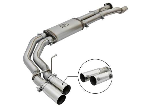 aFe Power - 49-43091-P | AFE Power Rebel Series 3 IN 409 Stainless Steel Cat-Back Exhaust System w/Polished Tip (2017-2020 F150 Pickup V6-3.5L tt)