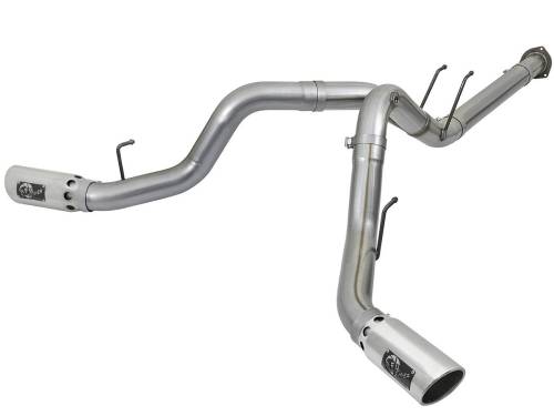 aFe Power - 49-43092-P | AFE Power Large Bore-HD 4 IN 409 Stainless Steel DPF-Back Exhaust System w/Polished Tip (2017-2024 F250, F350 Super Duty V8-6.7L td)