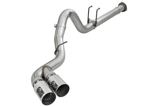 aFe Power - 49-43102-P | AFE Power Rebel XD Series 4 IN 409 Stainless Steel DPF-Back Exhaust w/Dual Polished Tips (2017-2024 F250, F350 Super Duty V8-6.7L td)