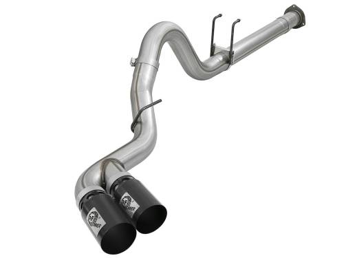 aFe Power - 49-43120-B | AFE Power Rebel XD Series 4 IN 409 Stainless Steel DPF-Back Exhaust w/Dual Black Tips (2011-2014 F250, F350 Super Duty V8-6.7L td)