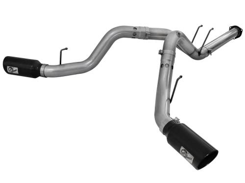 aFe Power - 49-43122-B | AFE Power Large Bore-HD 4 IN 409 Stainless Steel DPF-Back Exhaust System w/Black Tip (2015-2016 F250, F350 Super Duty V8-6.7L td)