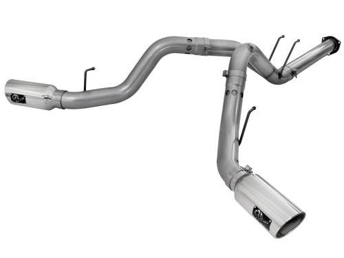 aFe Power - 49-43122-P | AFE Power Large Bore-HD 4 IN 409 Stainless Steel DPF-Back Exhaust System w/Polished Tip (2015-2016 F250, F350 Super Duty V8-6.7L td)