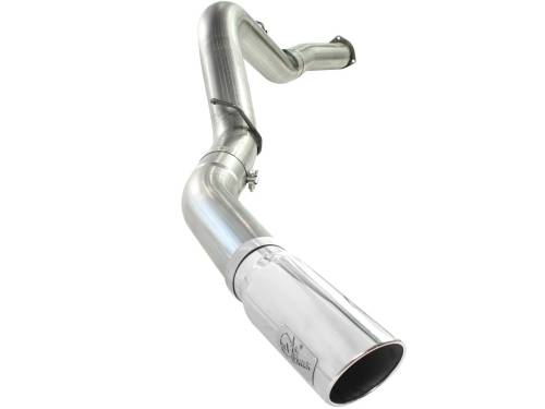 aFe Power - 49-44040-P | AFE Power Large Bore-HD 5 IN 409 Stainless Steel DPF-Back Exhaust System w/Polished Tip (2007-2010 Silverado, Sierra 2500 HD, 3500 HD V8-6.6L td)