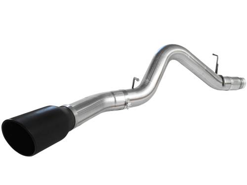 aFe Power - 49-44041-B | AFE Power Large Bore-HD 5 IN 409 Stainless Steel DPF-Back Exhaust System w/Black Tip (2011-2016 Silverado, Sierra 2500 HD, 3500 HD V8-6.6L td)