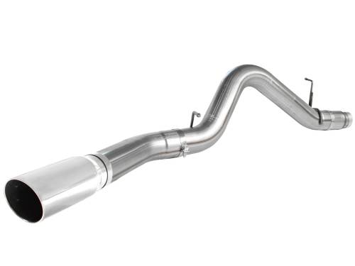 aFe Power - 49-44041-P | AFE Power Large Bore-HD 5 IN 409 Stainless Steel DPF-Back Exhaust System w/Polished Tip (2011-2016 Silverado, Sierra 2500 HD, 3500 HD V8-6.6L td)